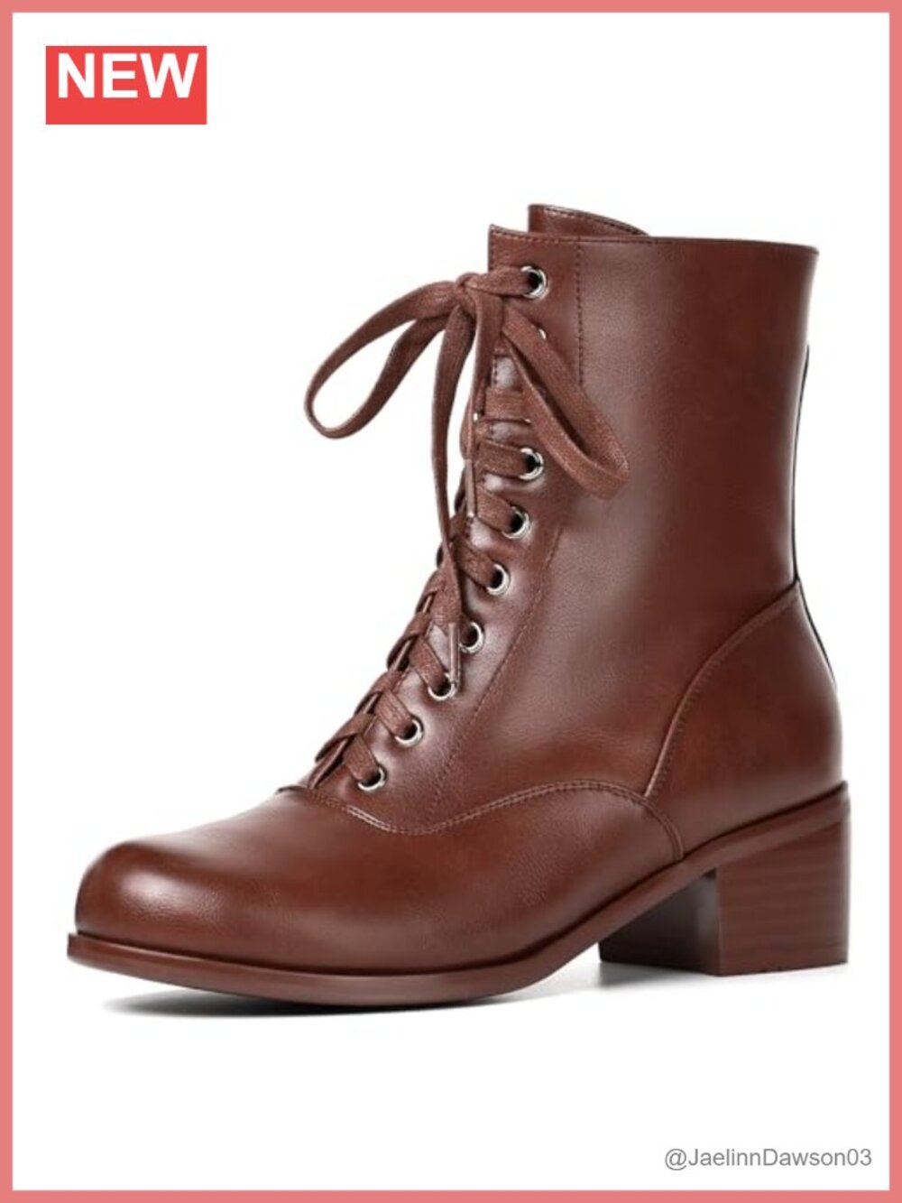 Victorian Lace Up Ankle Booties Faux Leather Chunky Heel Side Zip